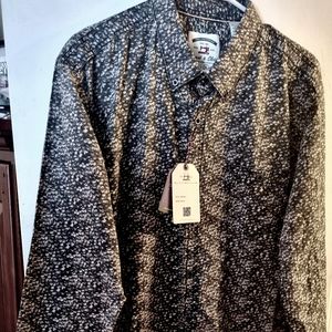 Thread & Cloth Men's Button Down Shirt Size XL Black Abstract Print NWT $68